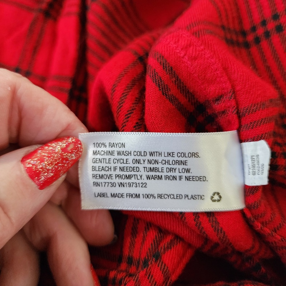 Ava & Viv Shirt Women's Plus 2x Red Plaid Long Sleeve Button Up Pockets - Picture 5 of 8